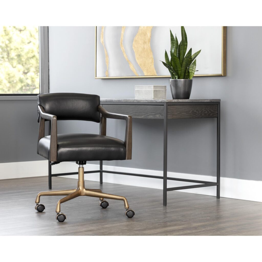 Keagan Office Chair - Cortina Black Leather - Image 5