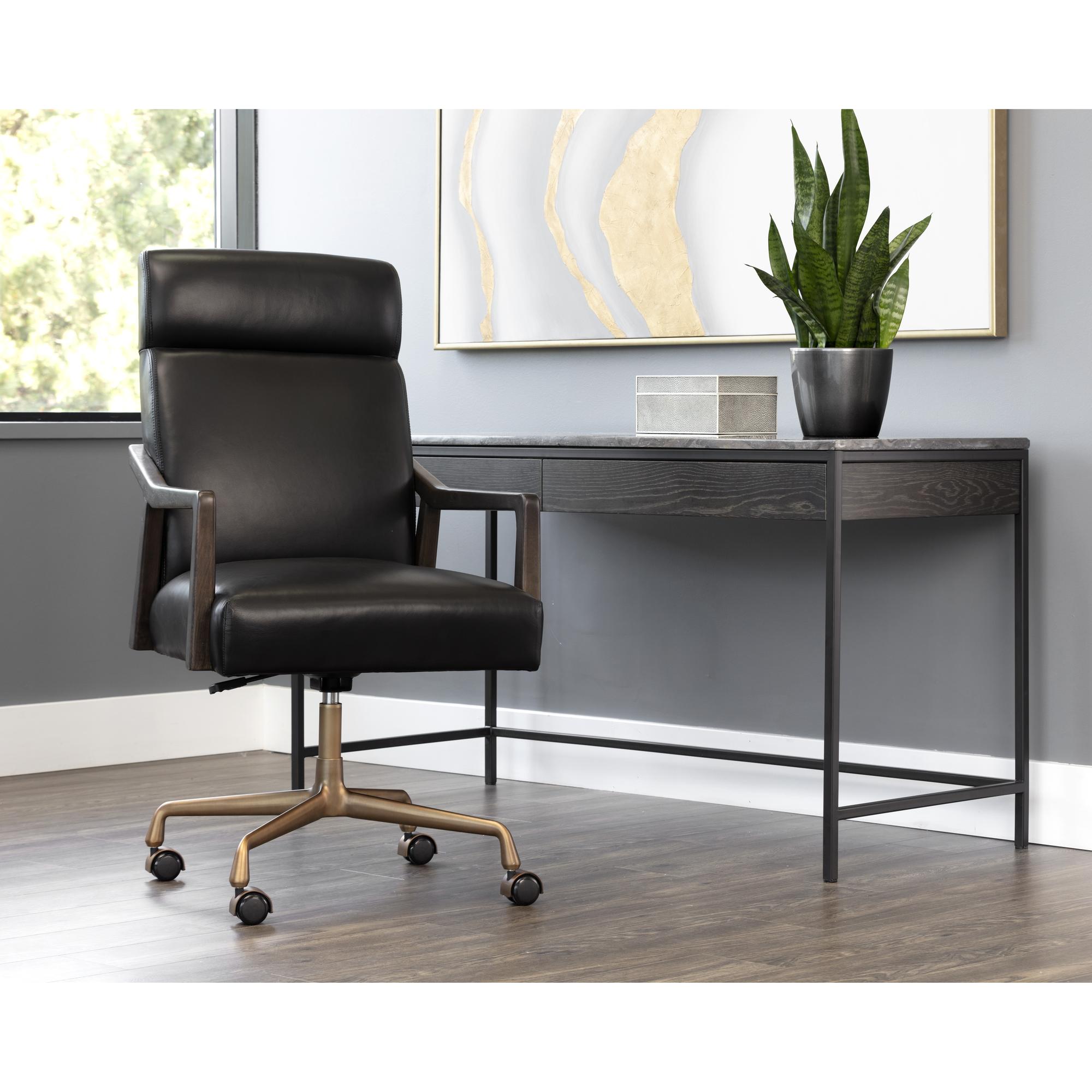 Collin Office Chair - Brown - Cortina Black Leather 10 Collin Office Chair - Brown - Cortina Black Leather - Image 10