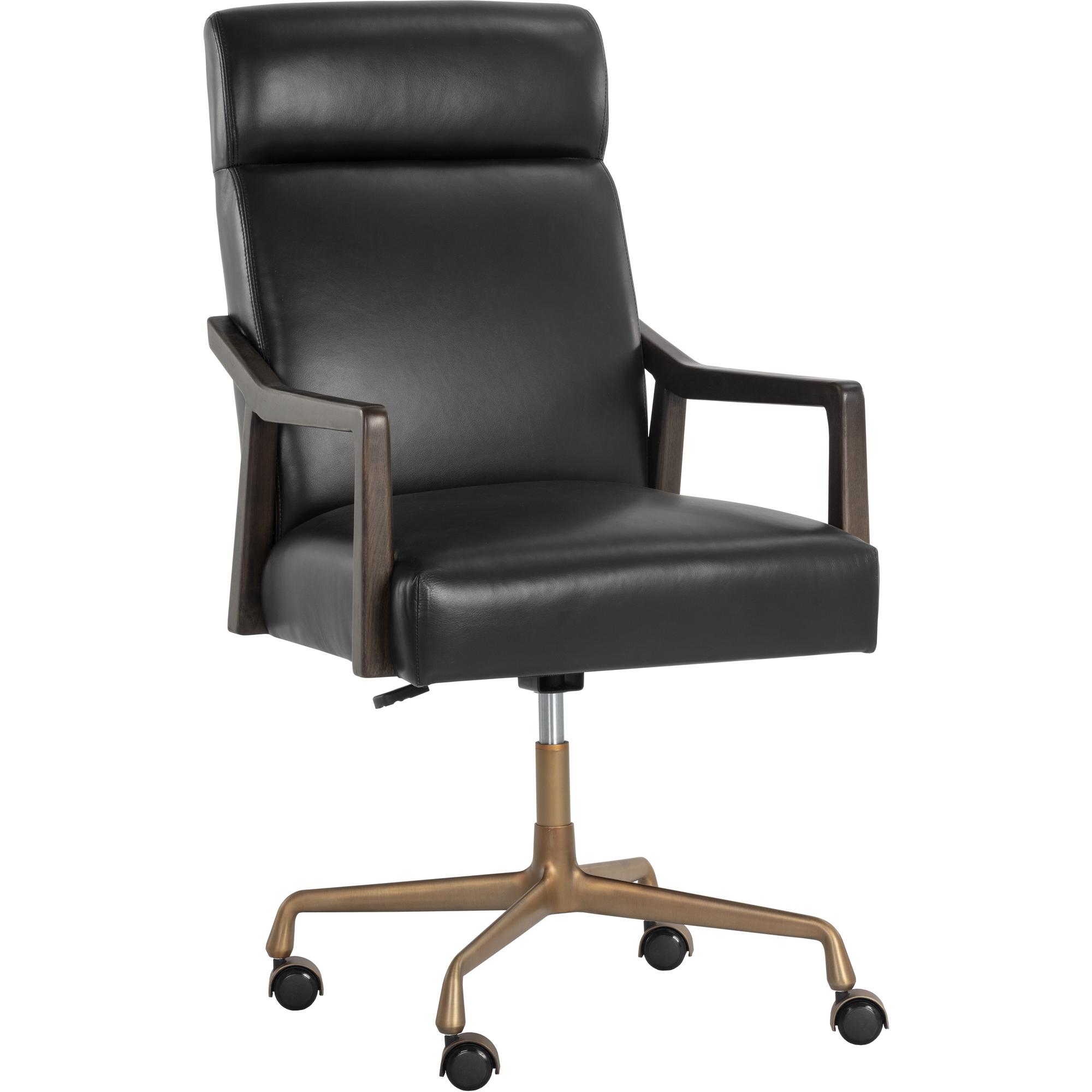 Collin Office Chair - Brown - Cortina Black Leather 2 Collin Office Chair - Brown - Cortina Black Leather - Image 2
