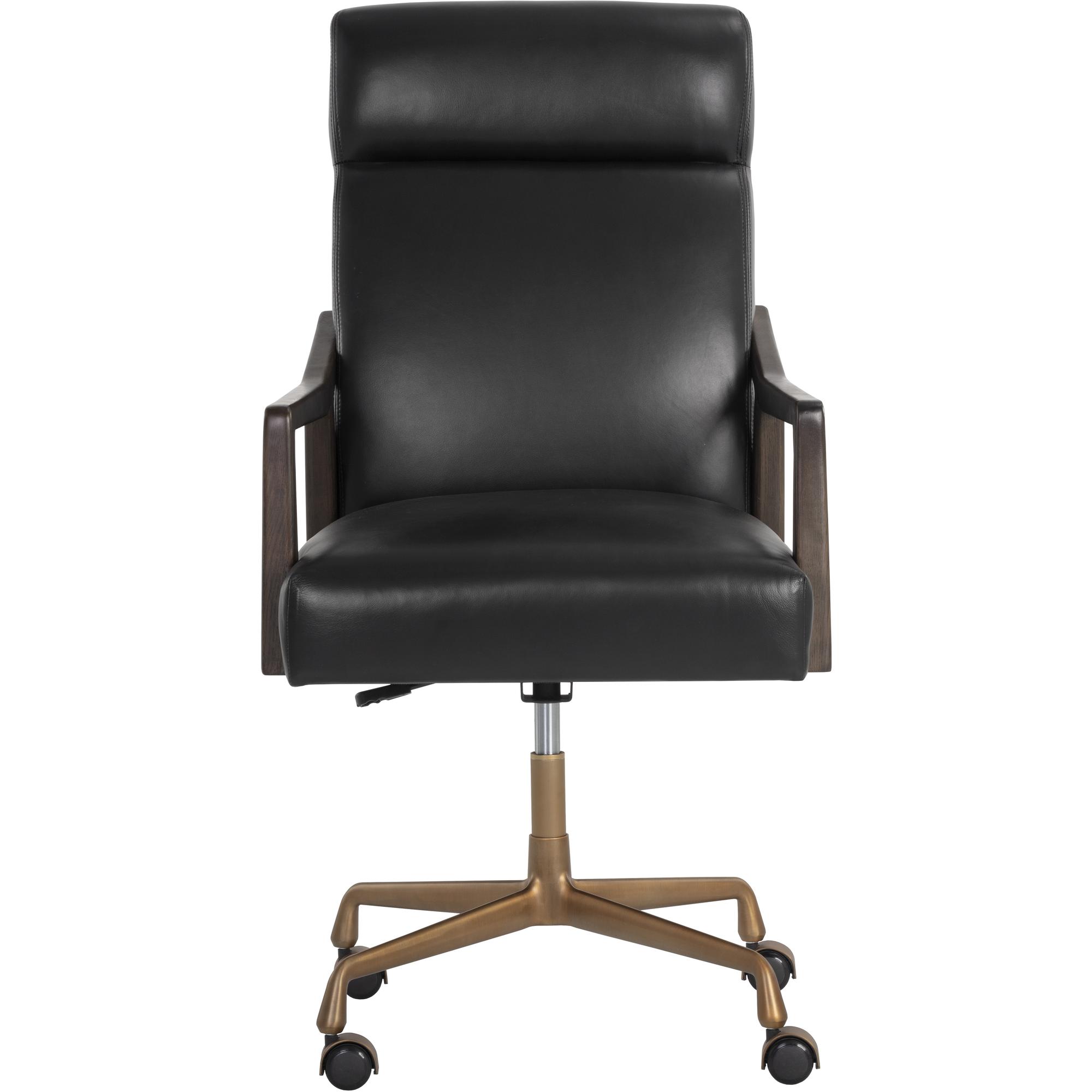 Collin Office Chair - Brown - Cortina Black Leather 4 Collin Office Chair - Brown - Cortina Black Leather - Image 4