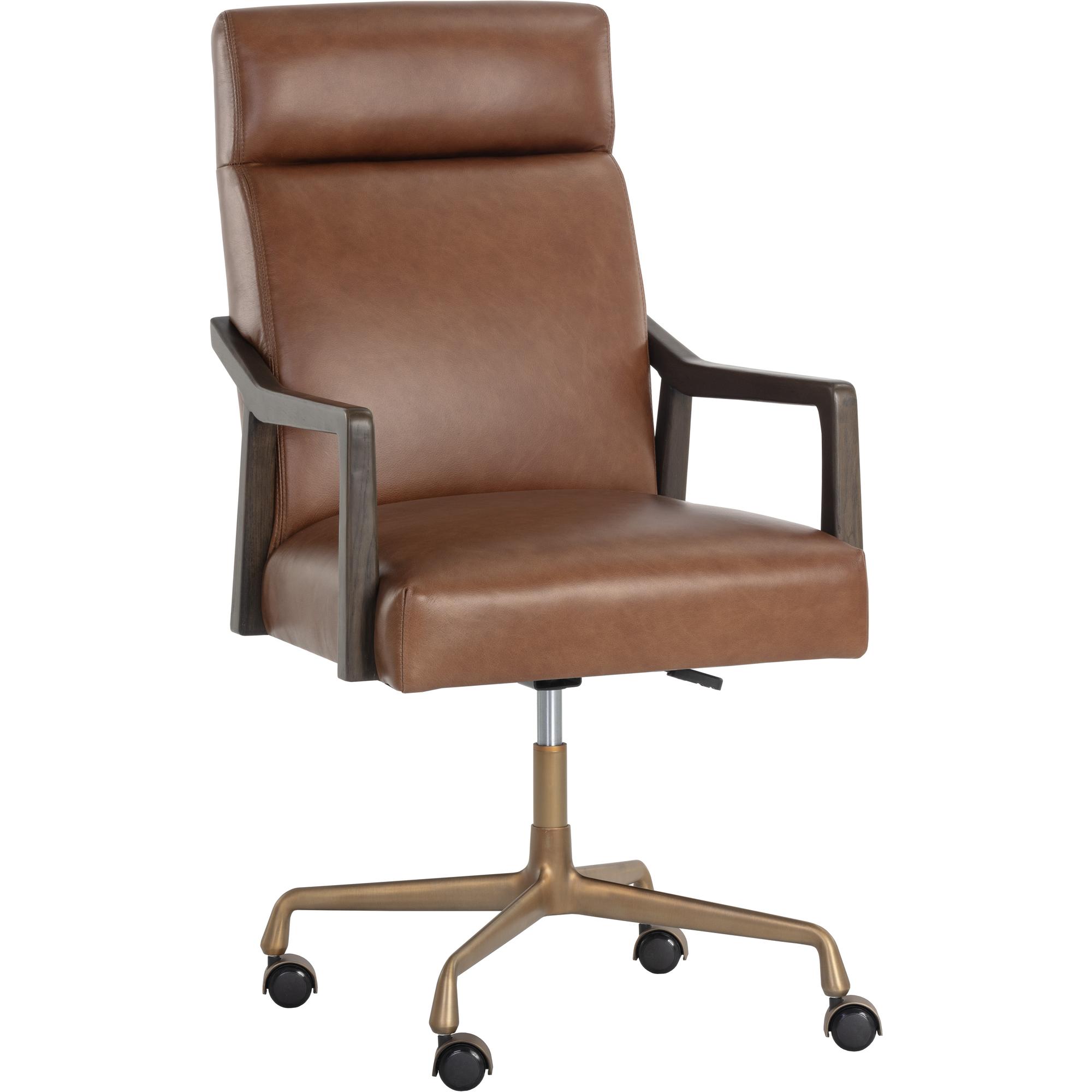 Collin Office Chair - Brown - Shalimar Tobacco Leather 2 Collin Office Chair - Brown - Shalimar Tobacco Leather - Image 2