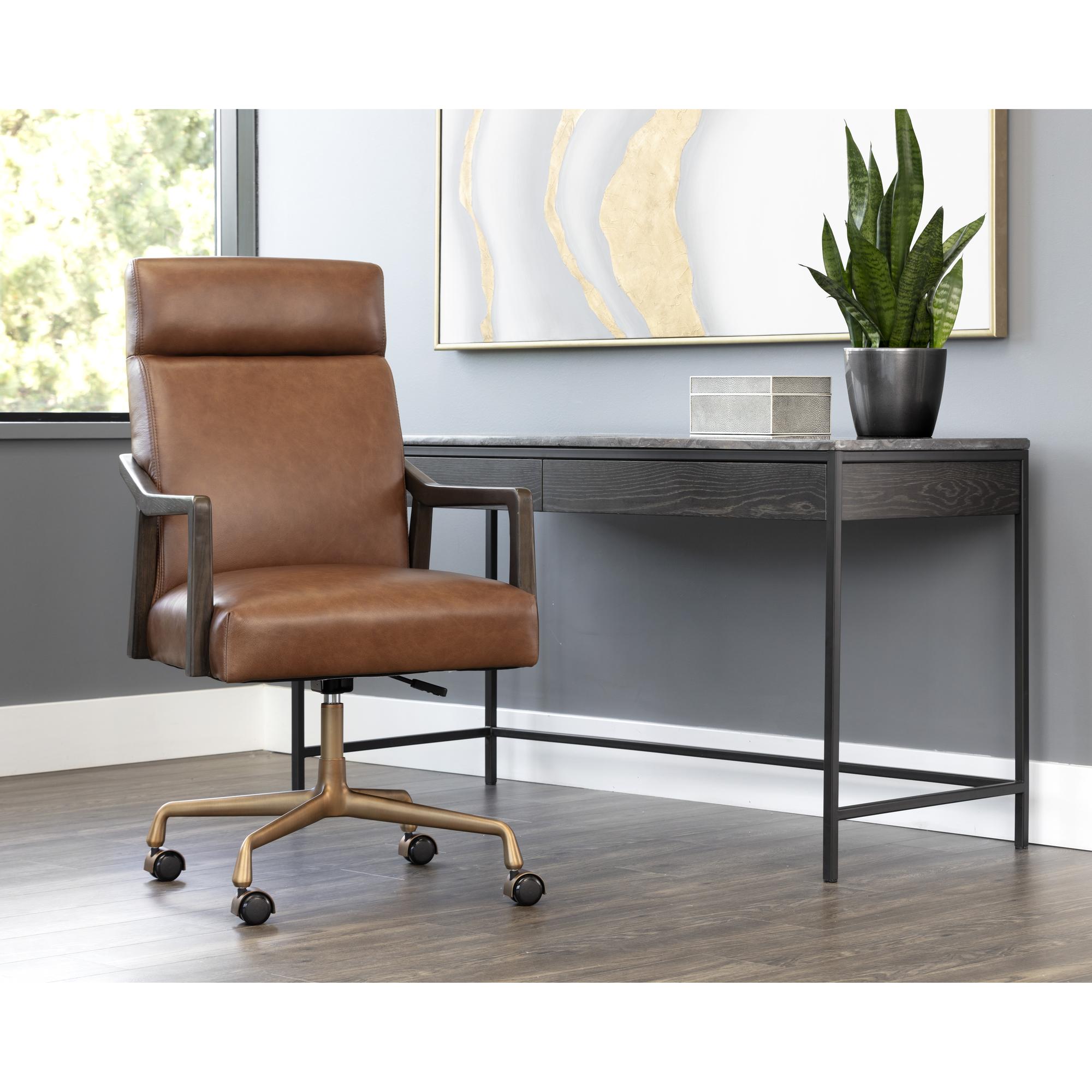 Collin Office Chair - Brown - Shalimar Tobacco Leather 9 Collin Office Chair - Brown - Shalimar Tobacco Leather - Image 9