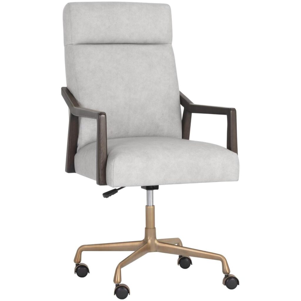 Collin Office Chair - Brown - Saloon Light Grey Leather