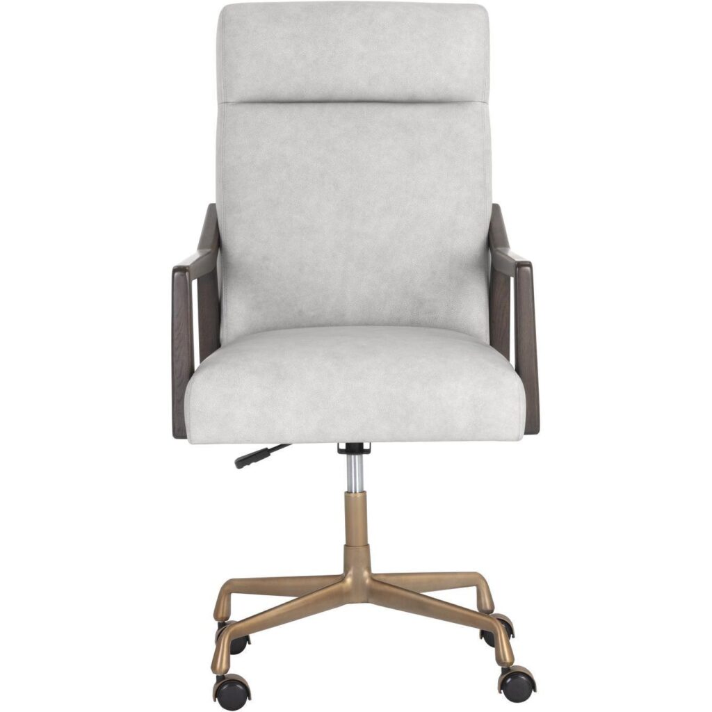 Collin Office Chair - Brown - Saloon Light Grey Leather - Image 2