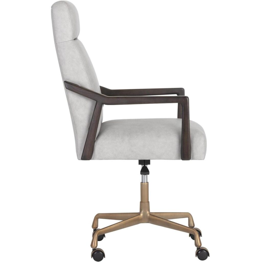 Collin Office Chair - Brown - Saloon Light Grey Leather - Image 4