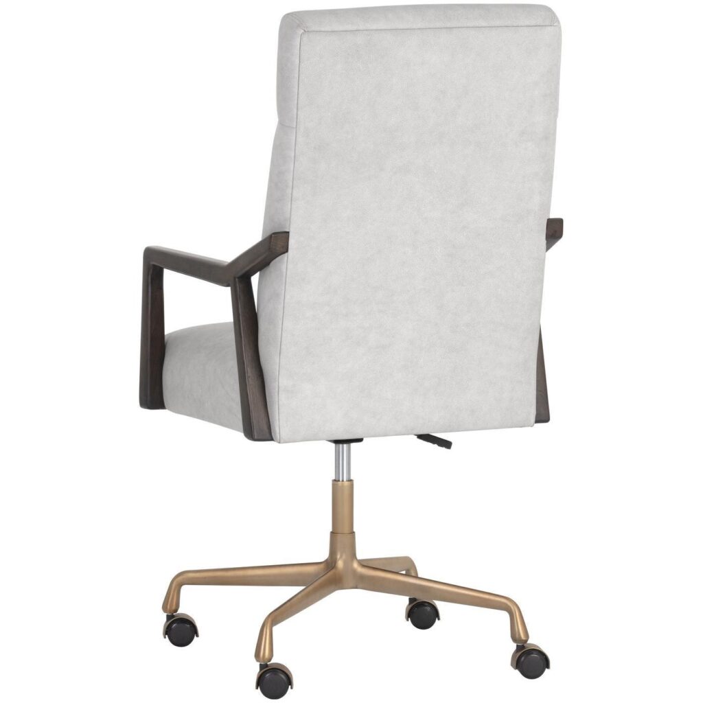 Collin Office Chair - Brown - Saloon Light Grey Leather - Image 5