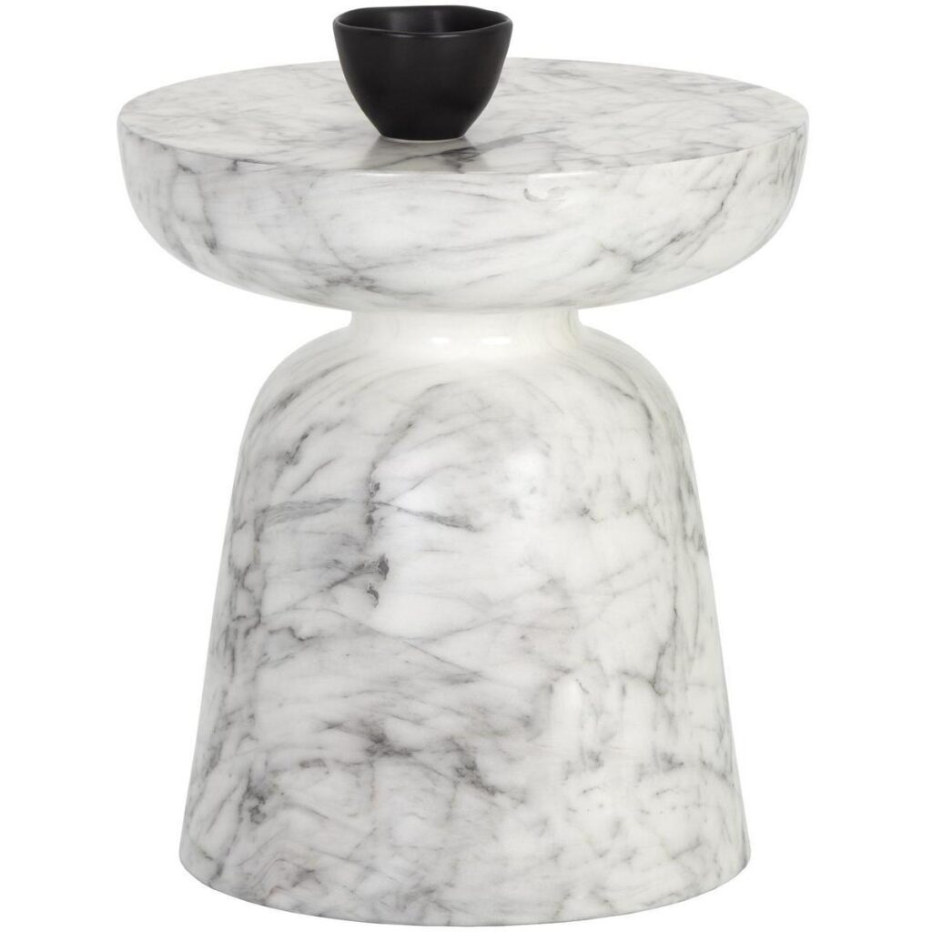 Lucida End Table - Marble Look - White