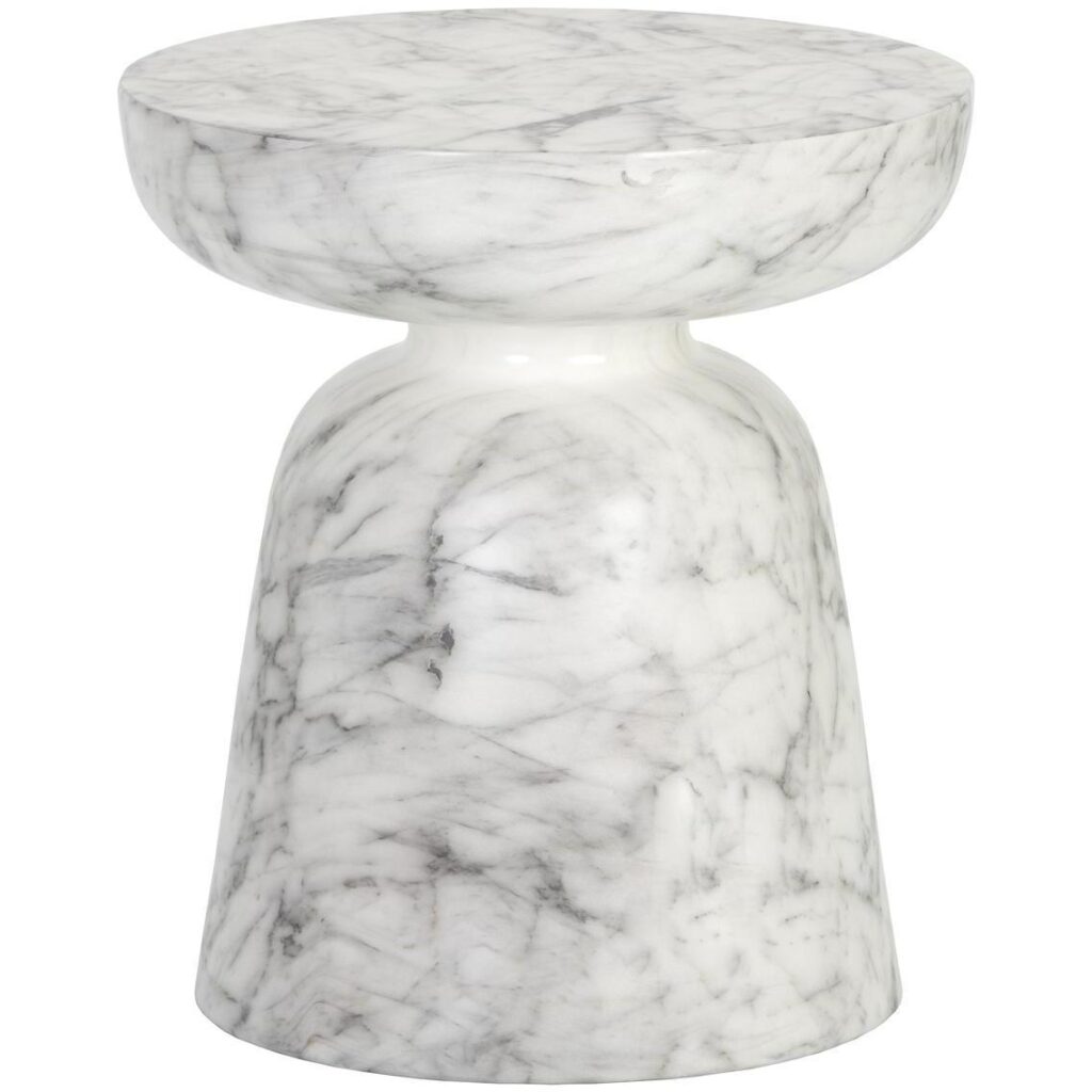 Lucida End Table - Marble Look - White - Image 3