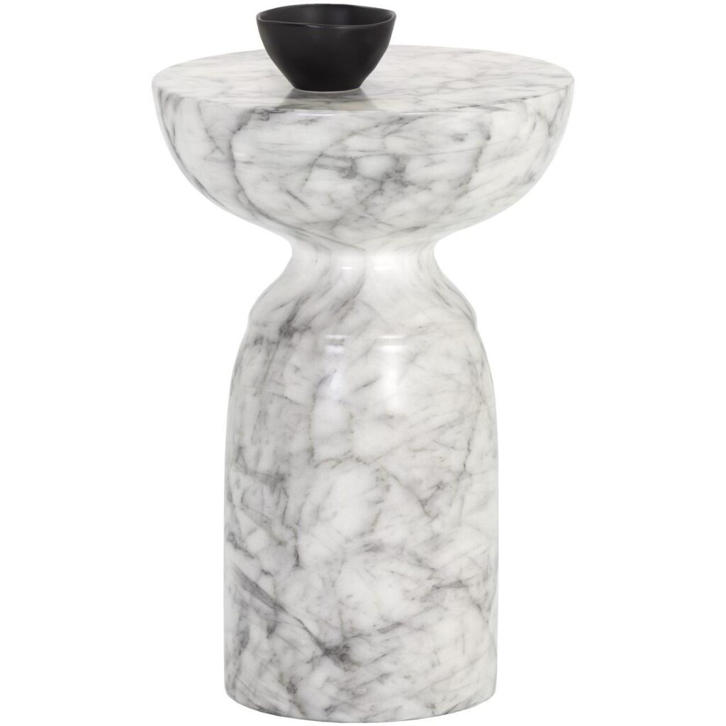 Goya End Table - Marble Look - White