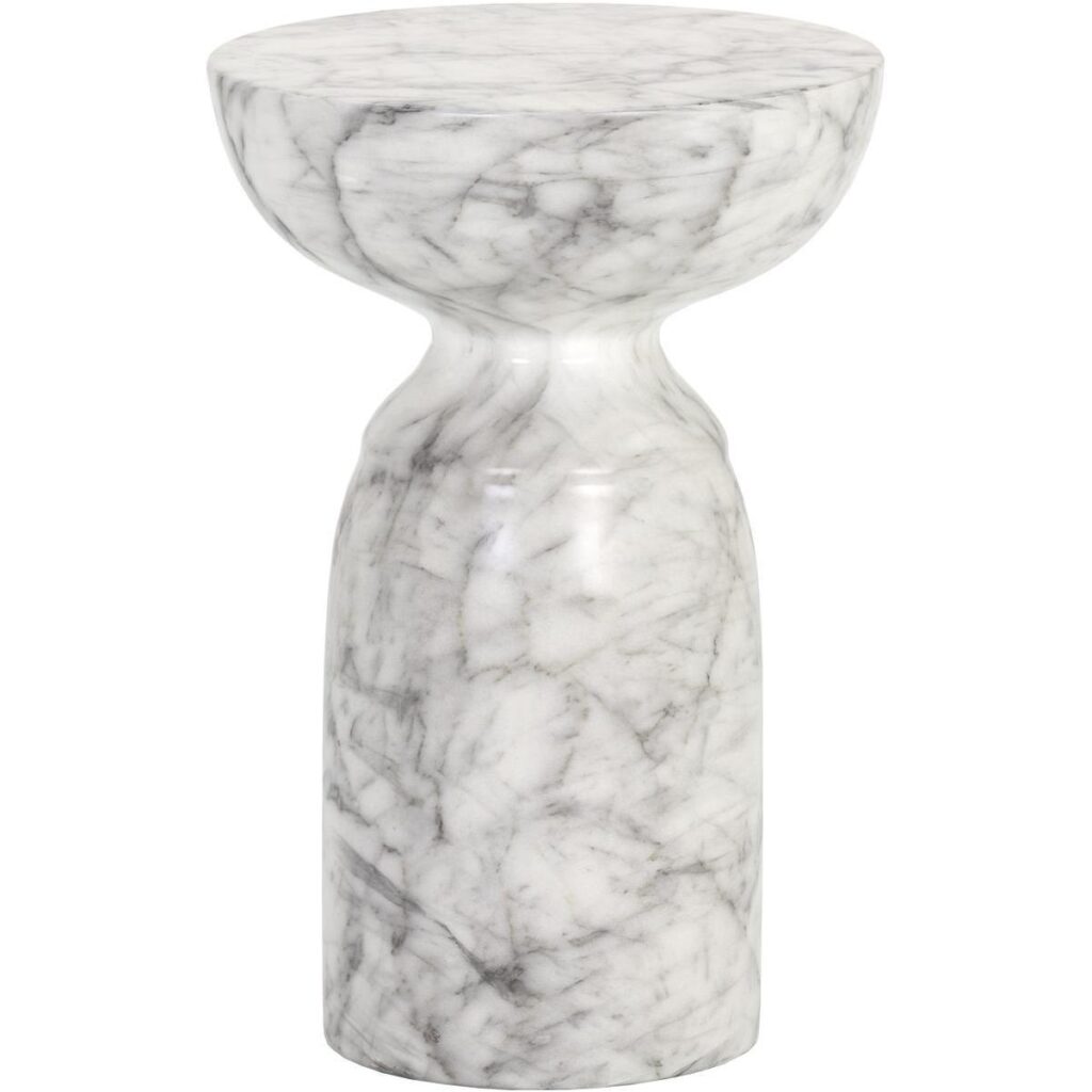 Goya End Table - Marble Look - White - Image 3