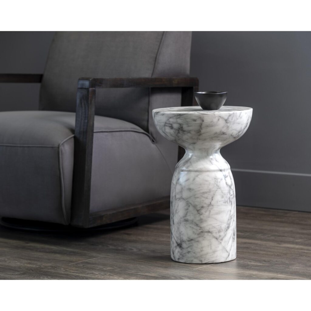 Goya End Table - Marble Look - White - Image 4