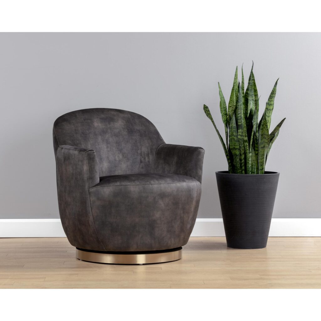 Casey Swivel Lounge Chair - Nono Shitake - Image 5