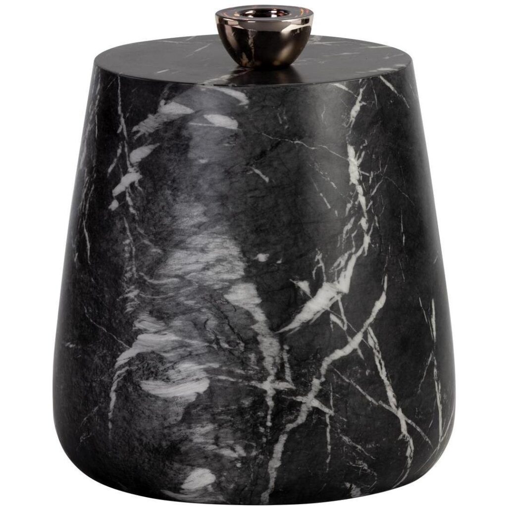 Aries Side Table - Marble Look - Black