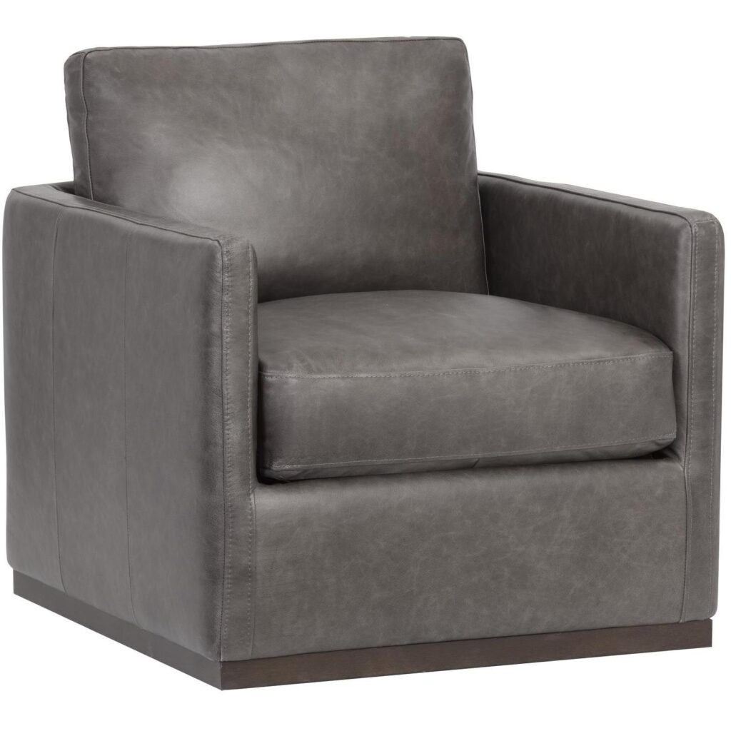 Portman Swivel Lounge Chair - Marseille Concrete Leather