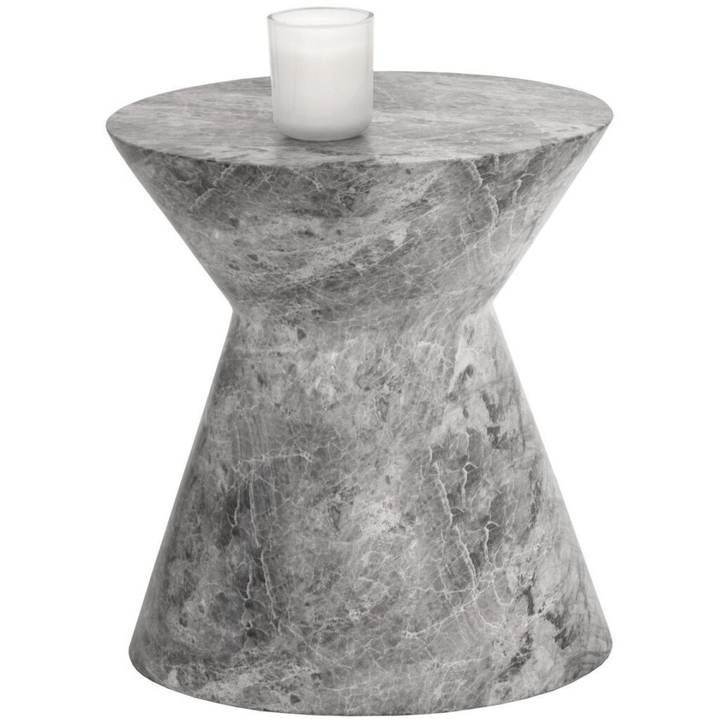 Astley End Table - Marble Look - Grey