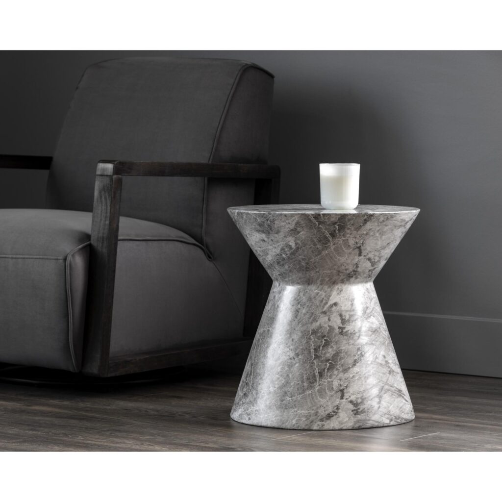 Astley End Table - Marble Look - Grey - Image 3