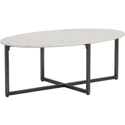 Kiara Coffee Table - Oval 106523 106523 KIARA COFFEE TABLE GUN METAL WHITE MARBLE 2