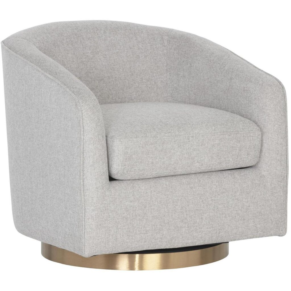 Hazel Swivel Lounge Chair - Gold - Belfast Heather Grey