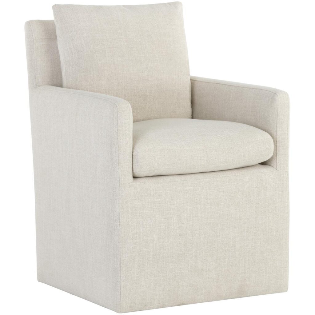 Glenrose Wheeled Dining Armchair - Effie Linen