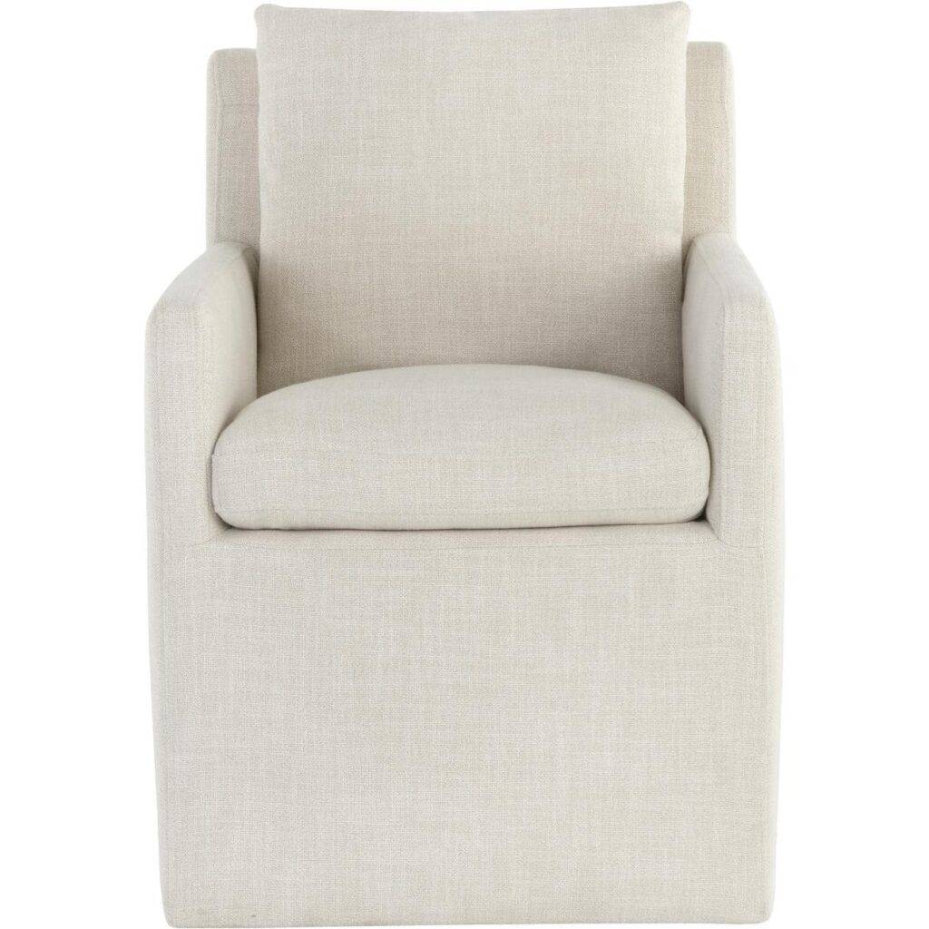 Glenrose Wheeled Dining Armchair - Effie Linen - Image 2