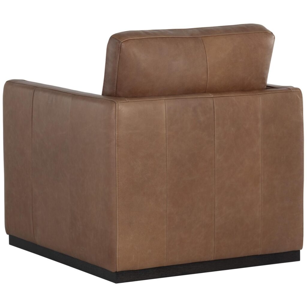 Portman Swivel Lounge Chair - Marseille Camel Leather - Image 4