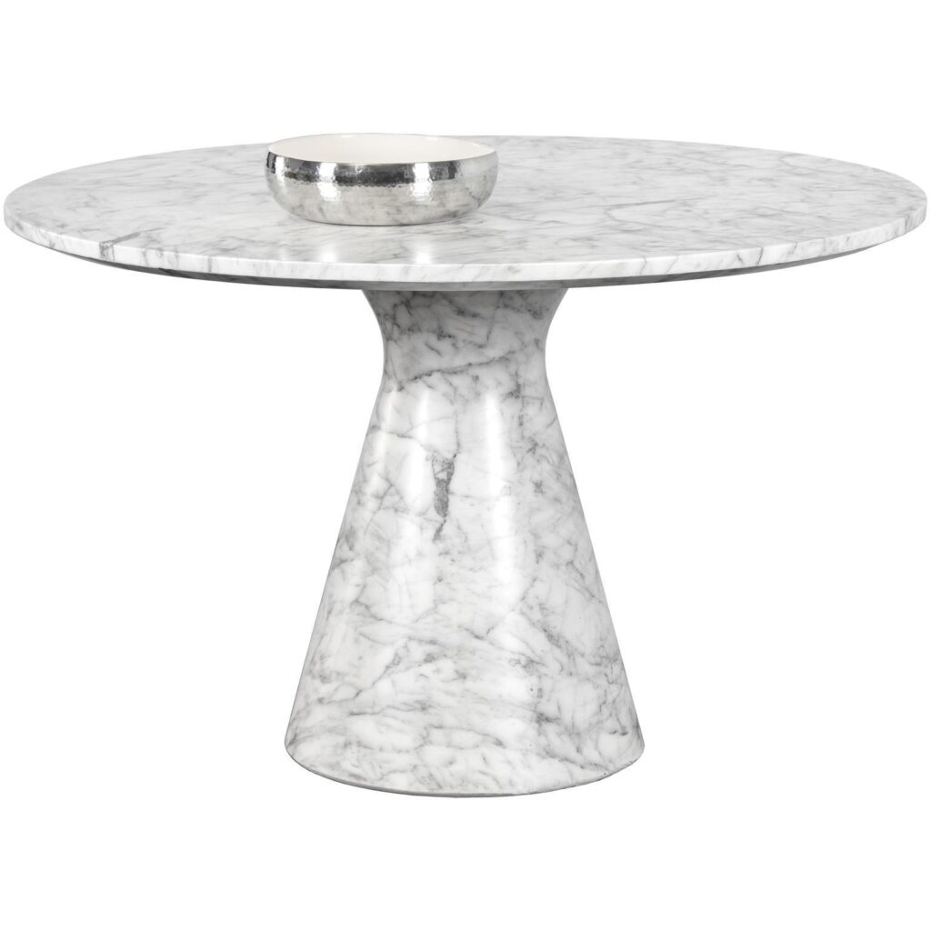 Shelburne Dining Table - Marble Look - White - 47"