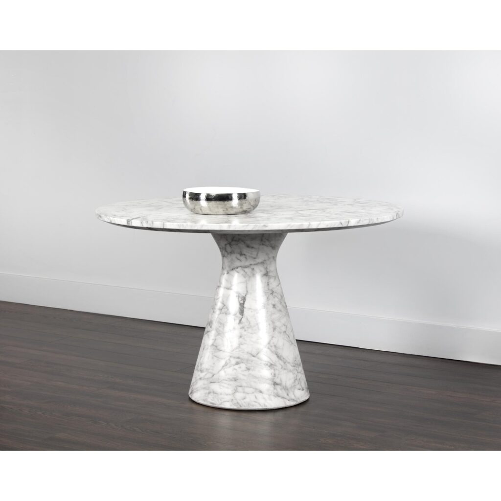 Shelburne Dining Table - Marble Look - White - 47" - Image 3