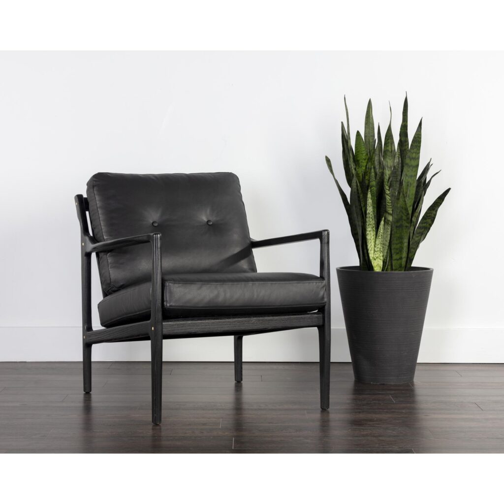 Gilmore Lounge Chair - Black - Black Leather - Image 5