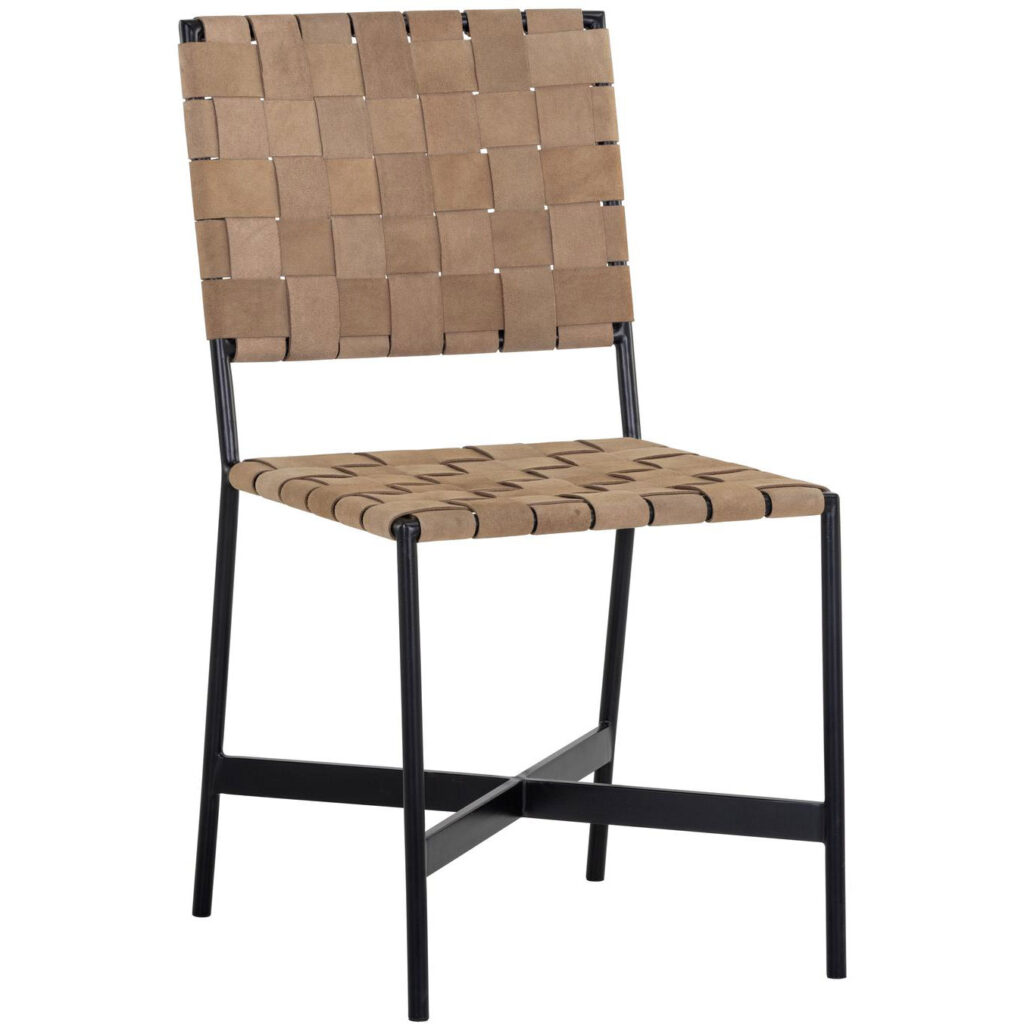 Omari Dining Chair - Suede Light Tan Leather