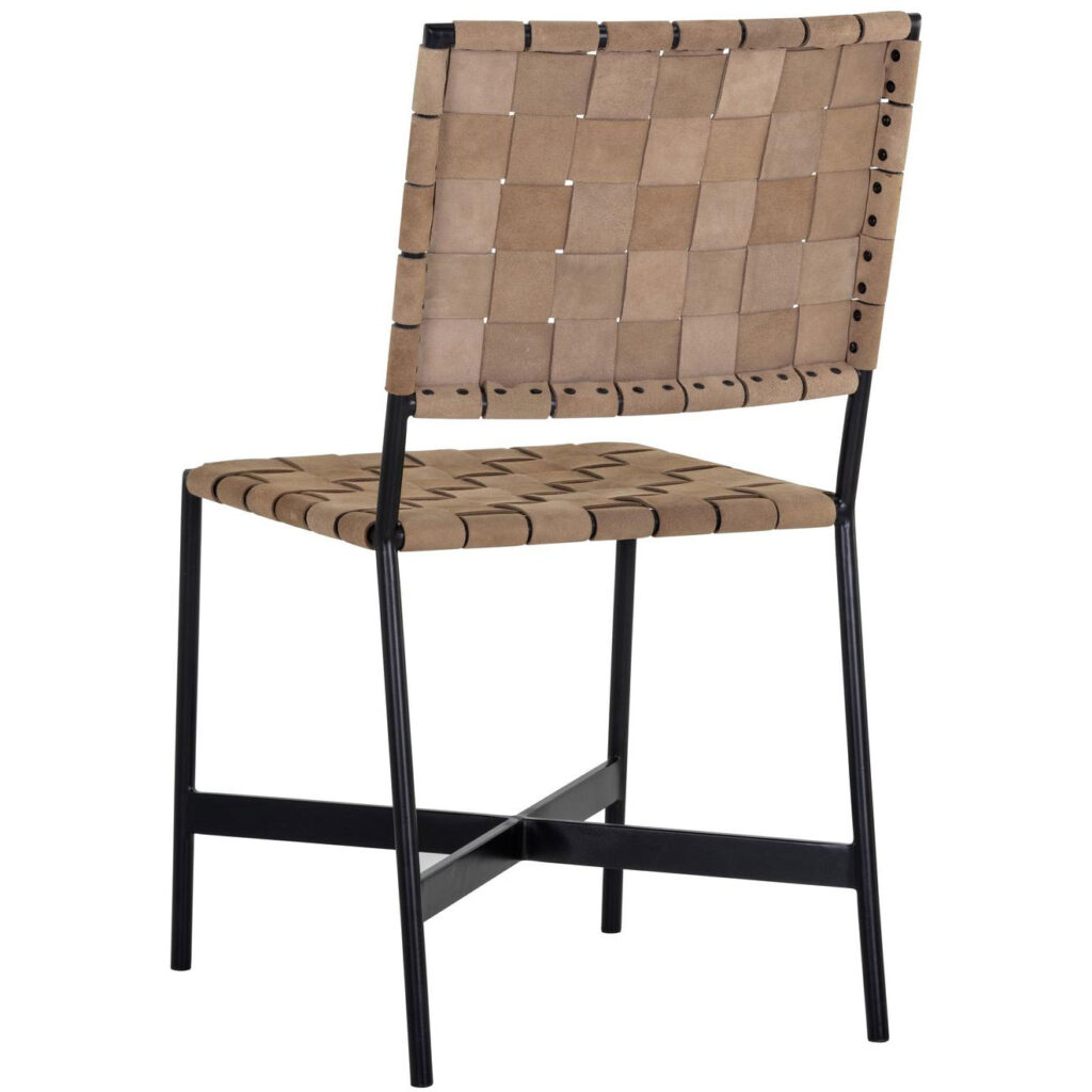 Omari Dining Chair - Suede Light Tan Leather - Image 3