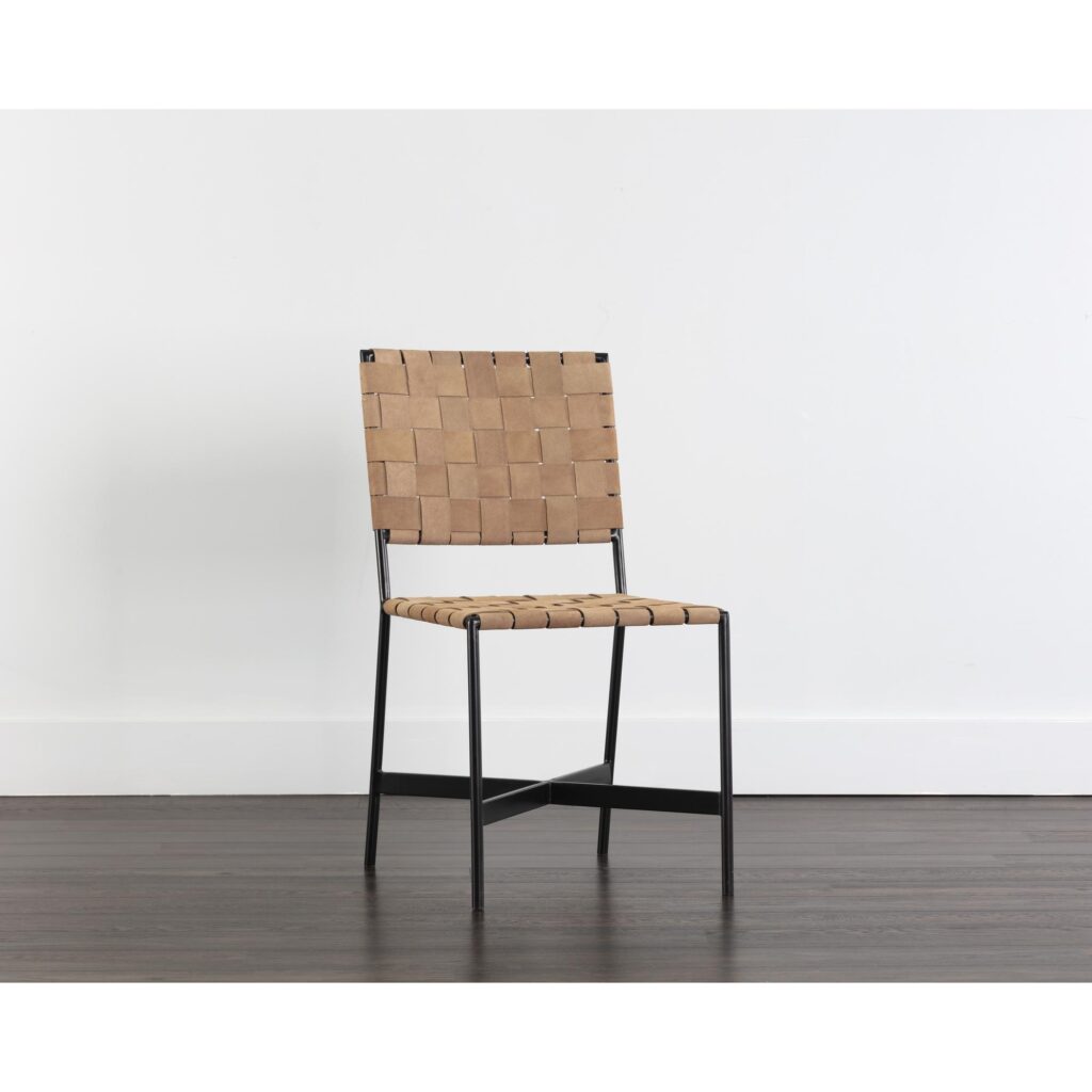 Omari Dining Chair - Suede Light Tan Leather - Image 4