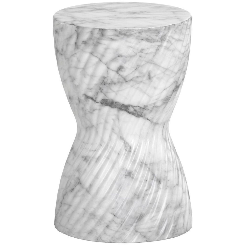 Cara End Table - Marble Look - White - Image 2