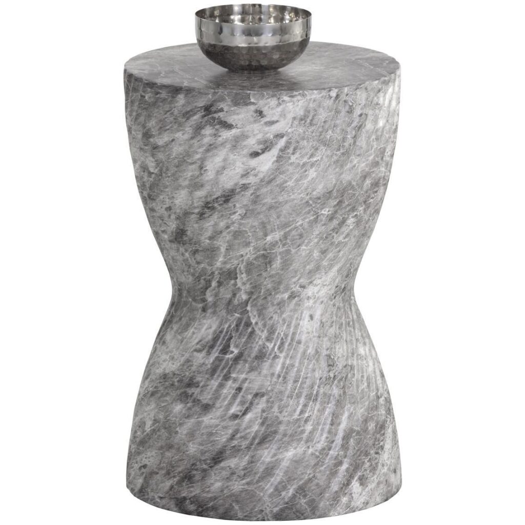 Cara End Table - Marble Look - Grey