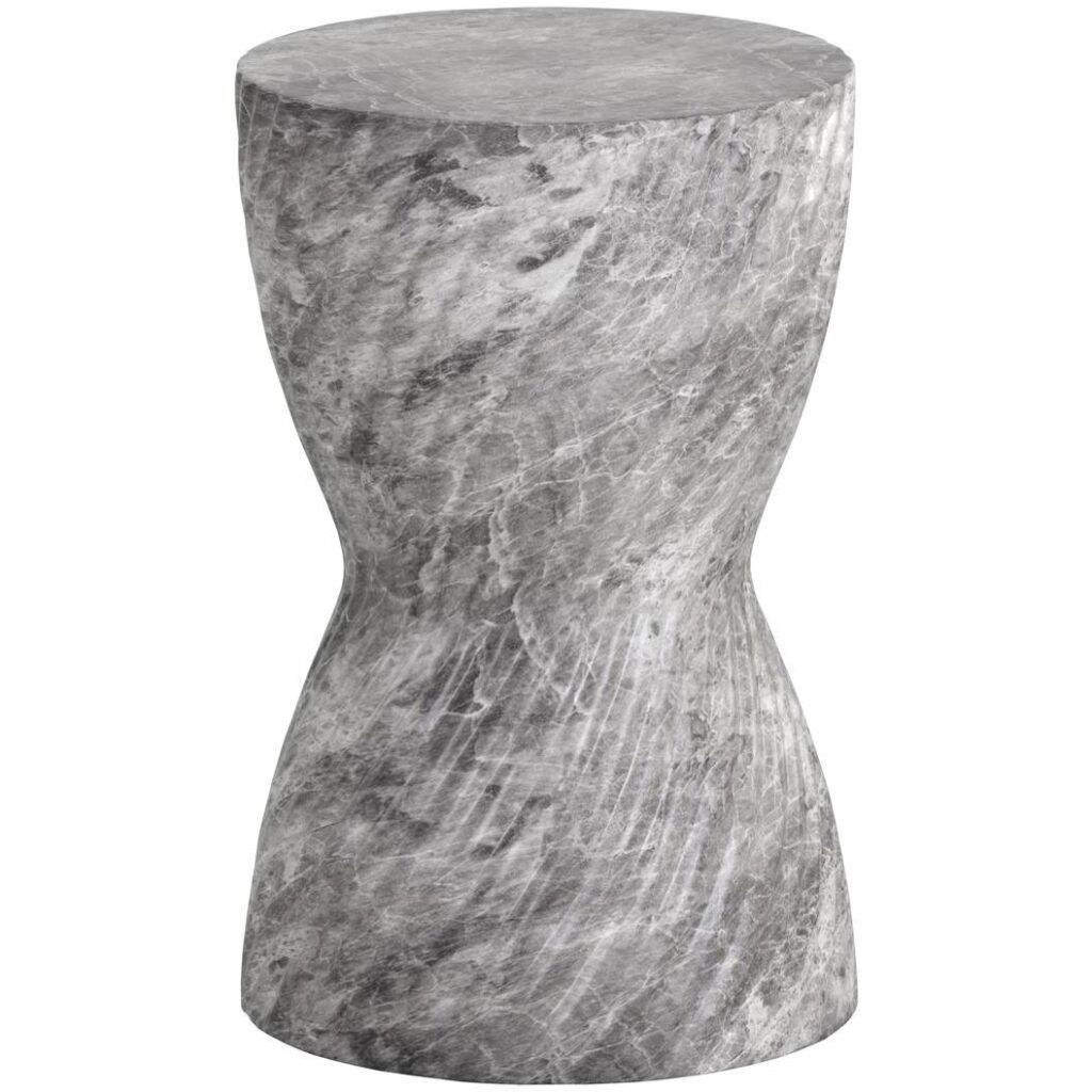 Cara End Table - Marble Look - Grey - Image 2