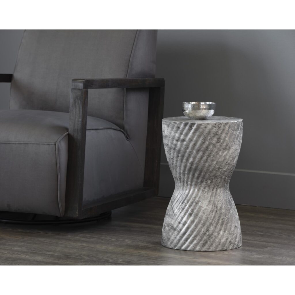 Cara End Table - Marble Look - Grey - Image 4