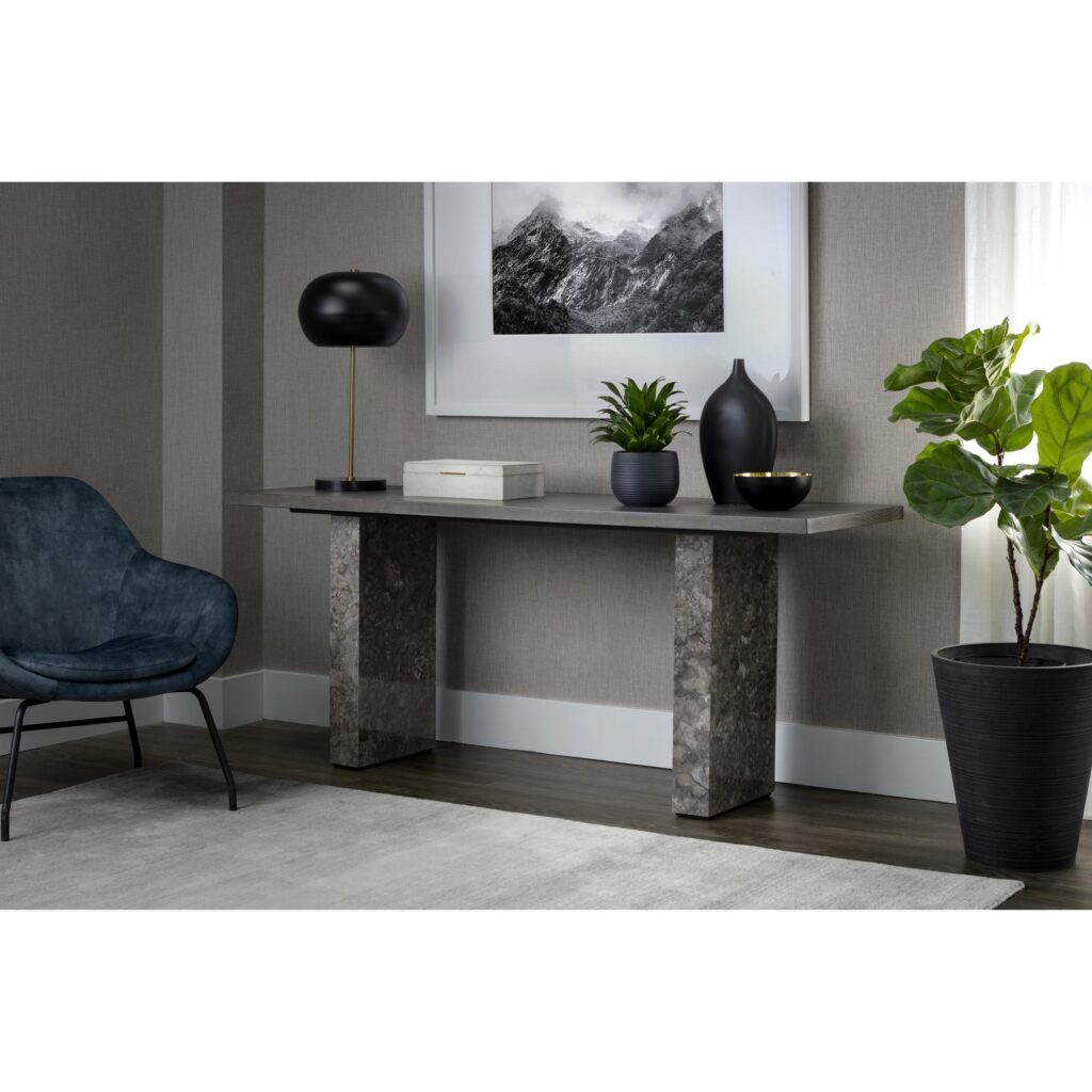 Rebel Console Table - Grey Marble / Charcoal Grey - Image 4