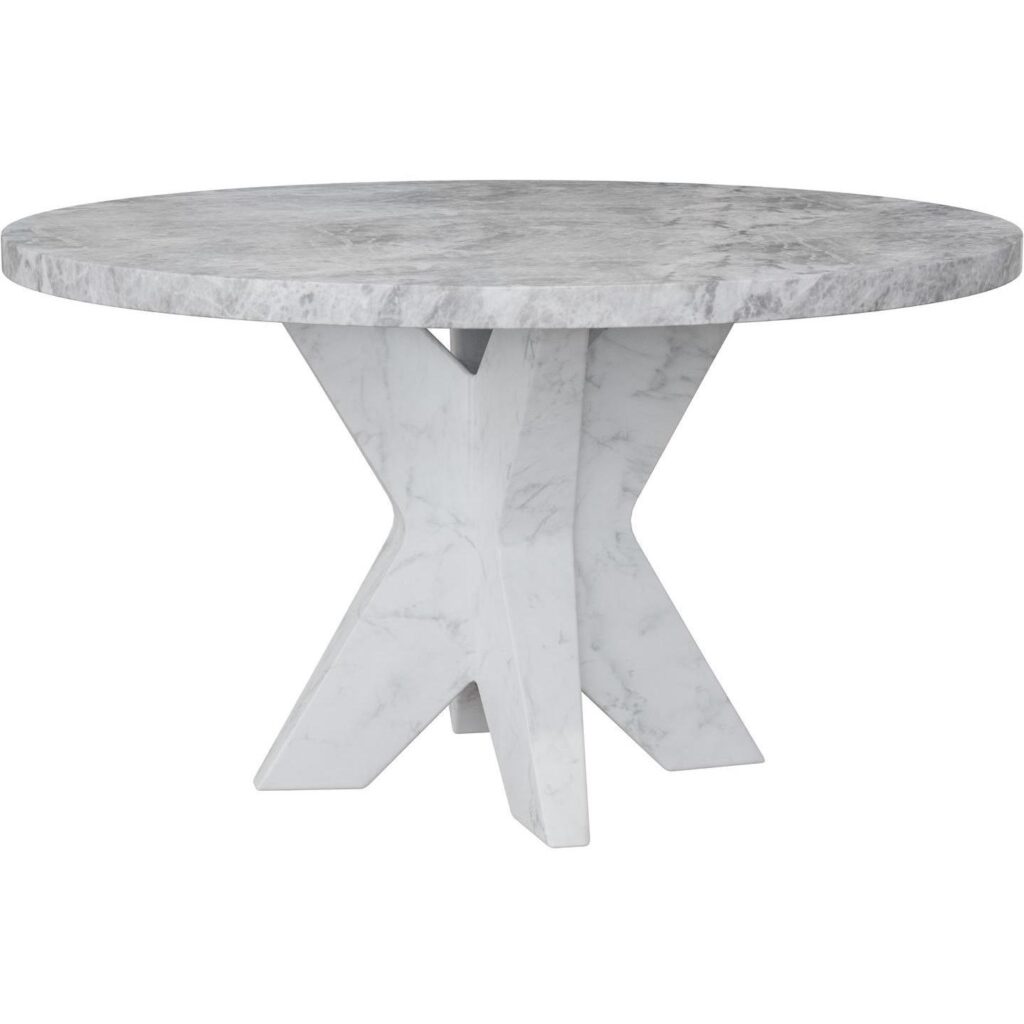 Cypher Dining Table Base - Marble Look - White