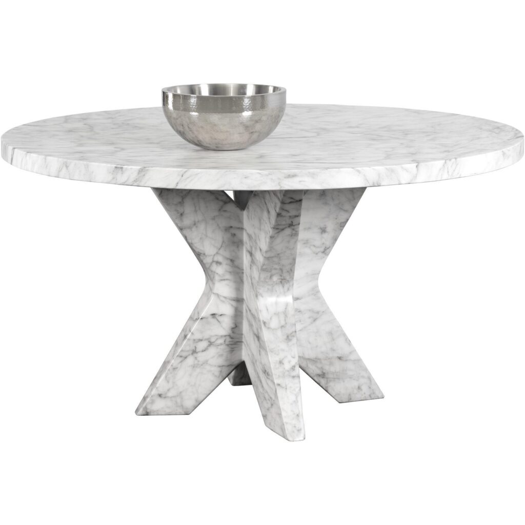 Cypher Dining Table Base - Marble Look - White - Image 3