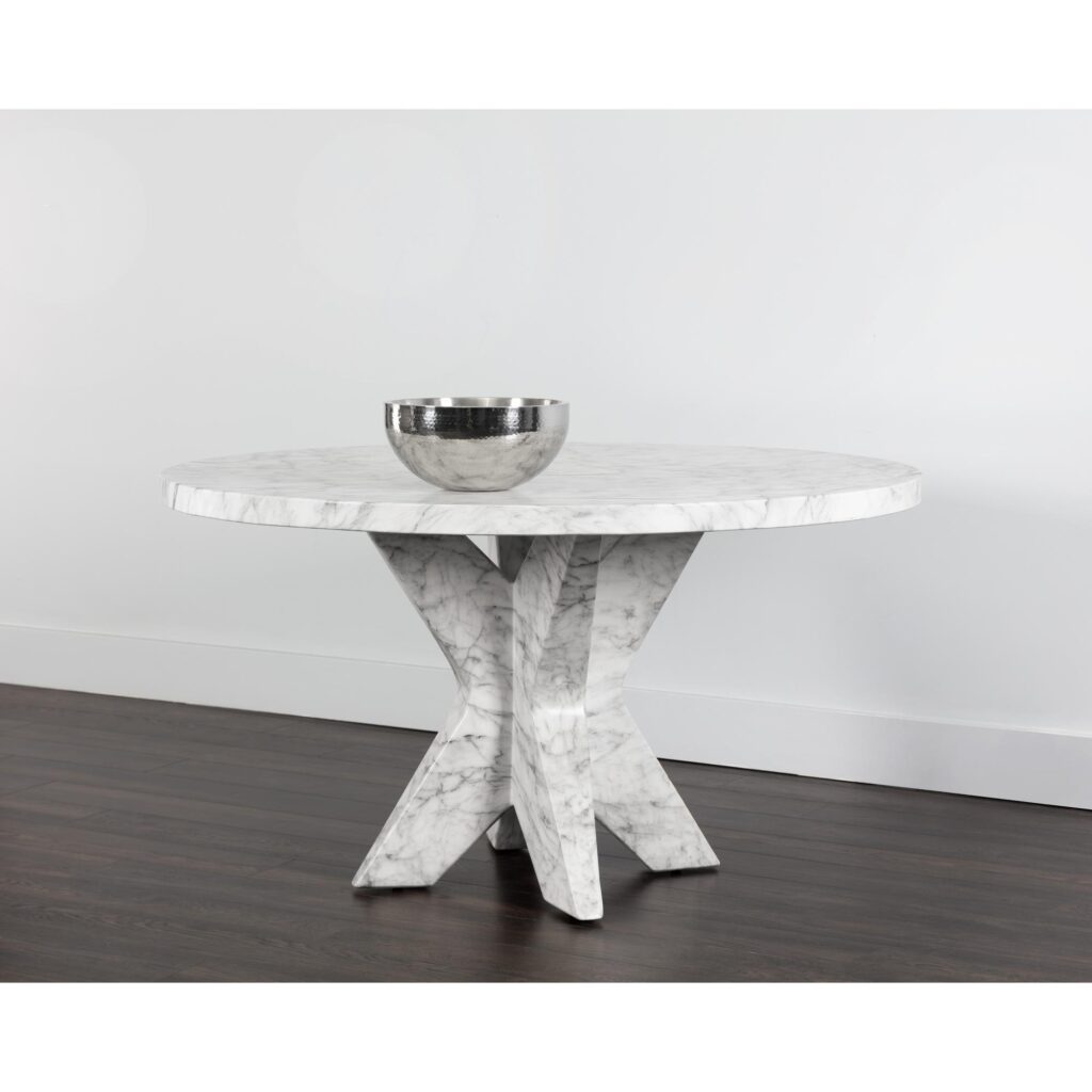 Cypher Dining Table Base - Marble Look - White - Image 7