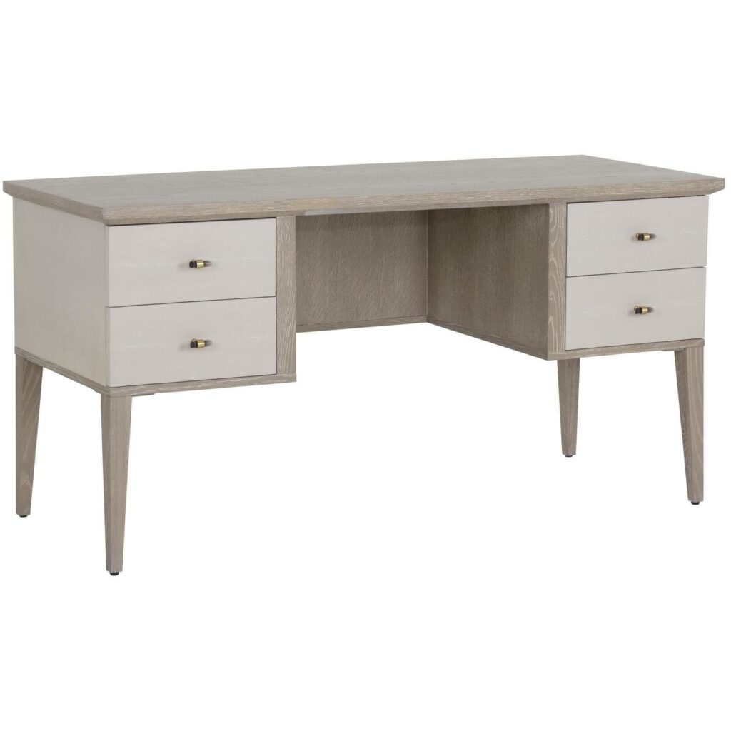 Pattinson Desk - White Ceruse - Oyster Shagreen - Image 2