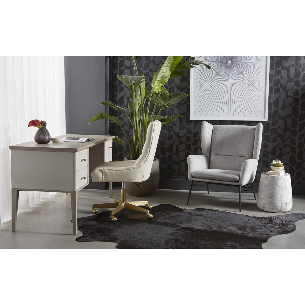 Pattinson Desk - White Ceruse - Oyster Shagreen - Image 7