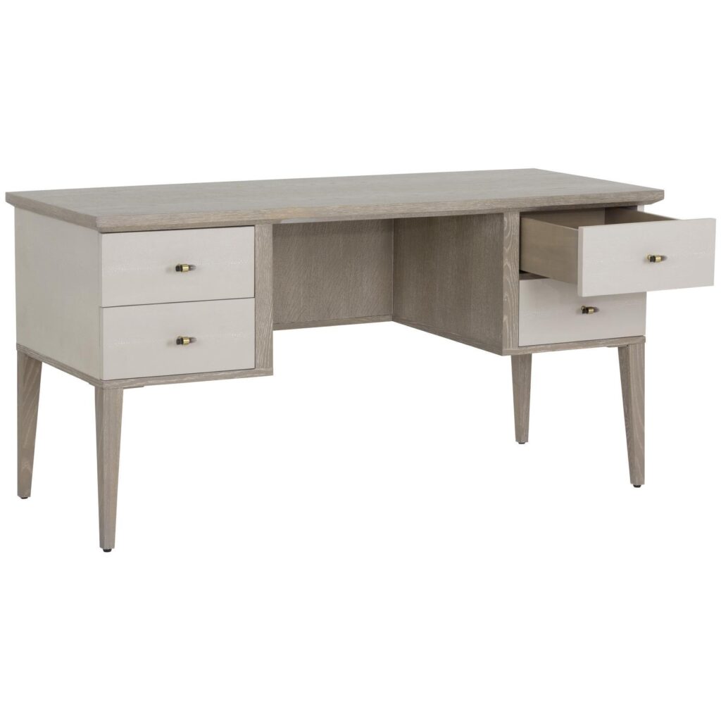 Pattinson Desk - White Ceruse - Oyster Shagreen - Image 3