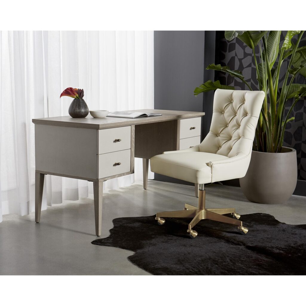 Pattinson Desk - White Ceruse - Oyster Shagreen - Image 4