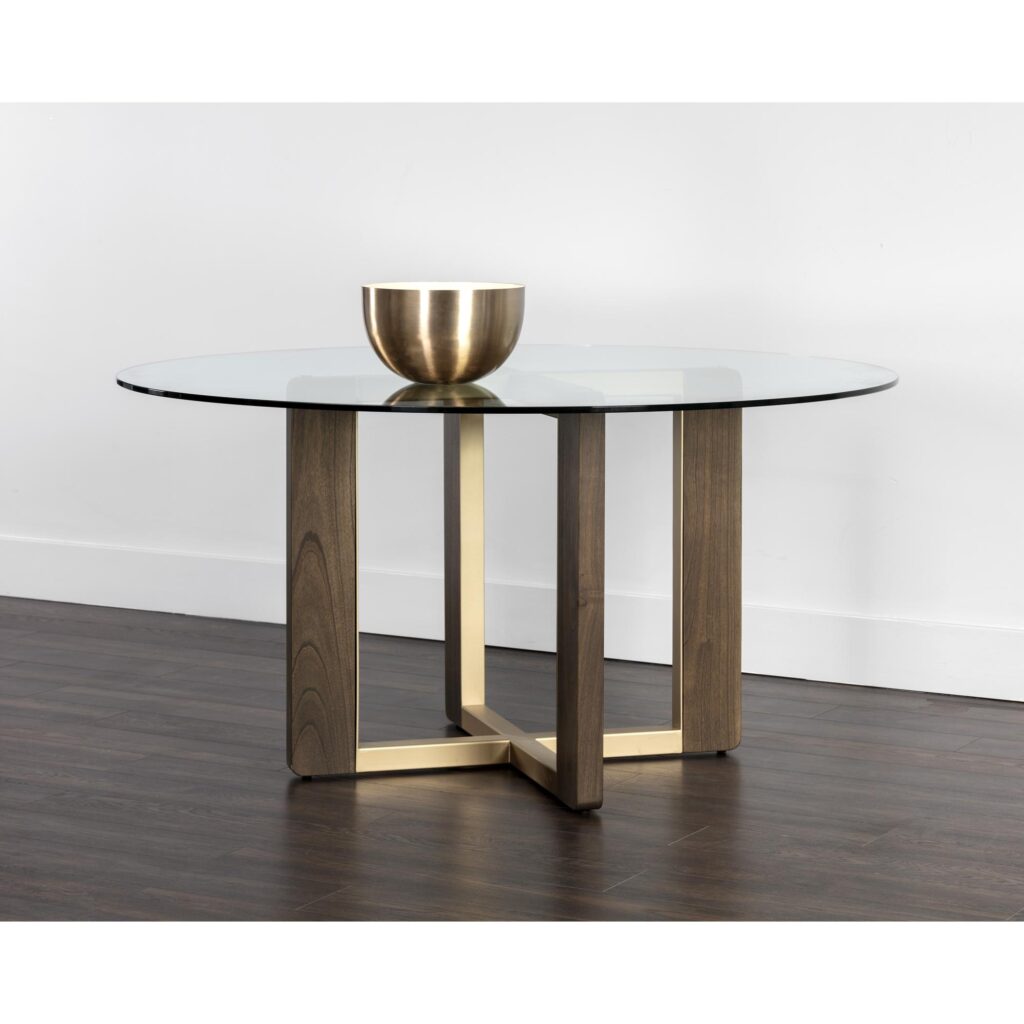 Rejane Dining Table Base - Gold - Raw Umber - Image 9