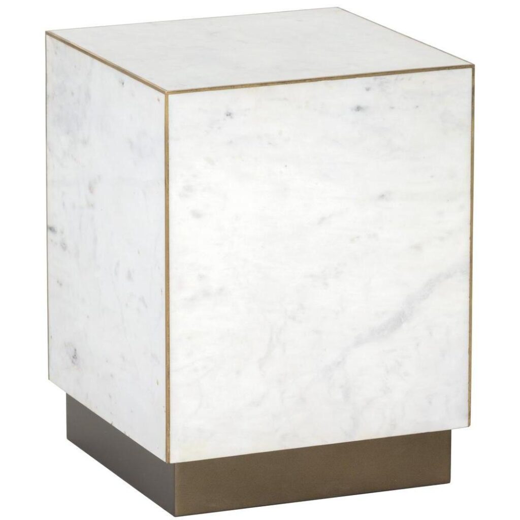 Daines End Table - White Marble - Image 2