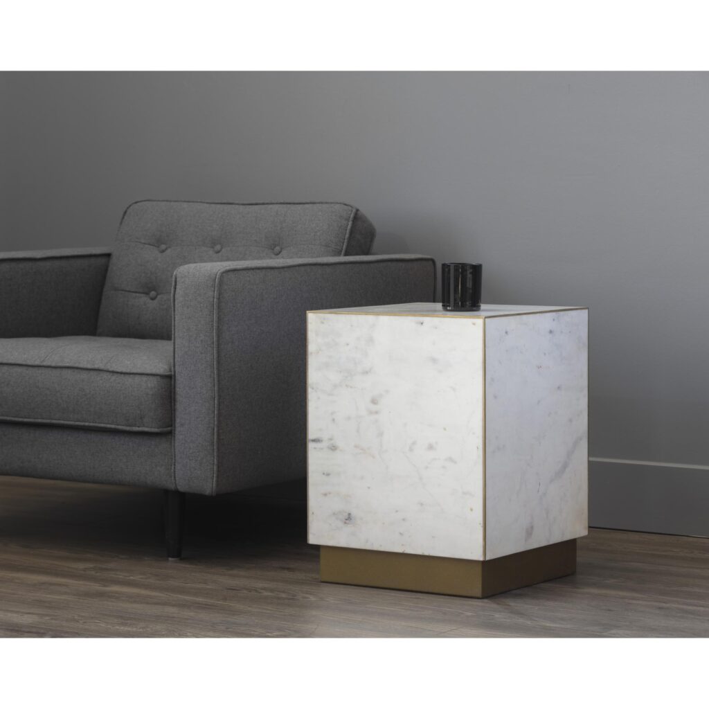 Daines End Table - White Marble - Image 4