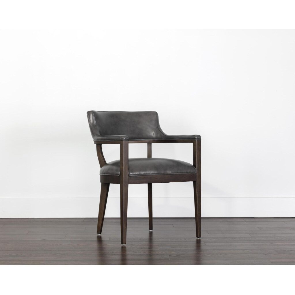 Brylea Dining Armchair - Brown - Brentwood Charcoal Leather - Image 5