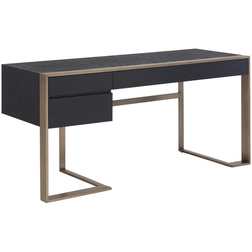 Dalton Desk - Antique Brass - Black - Image 2