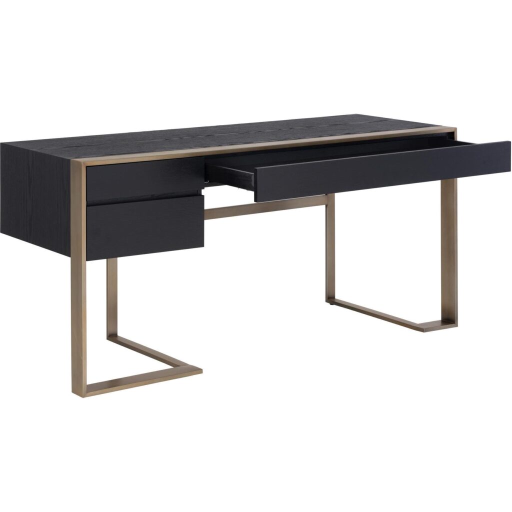 Dalton Desk - Antique Brass - Black - Image 3