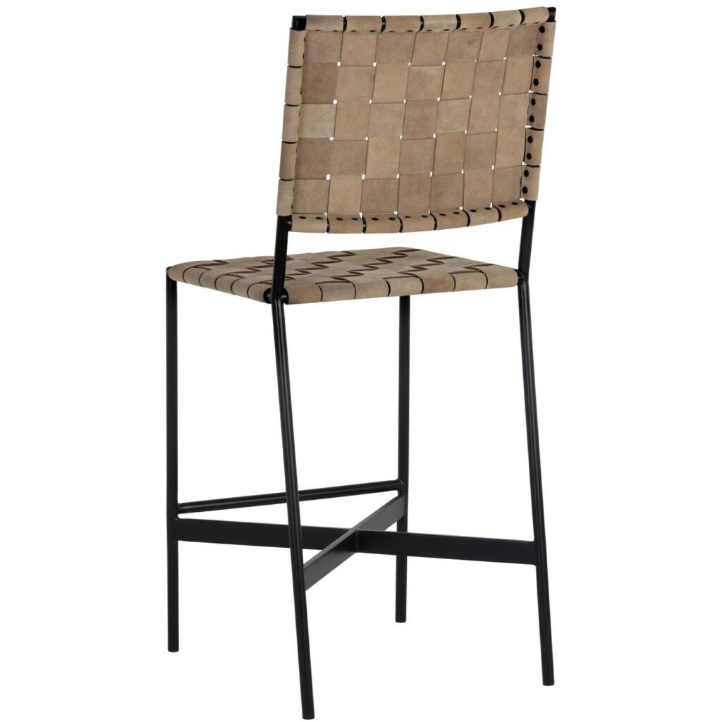 Omari Counter Stool - Suede Light Tan Leather - Image 3